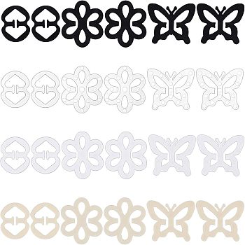 Nbeads 72Pcs 12 Style PP Plastic Buckles, Stealth Buckle, Underwear Accessories, 8-shaped & Flower & Butterfly, Mixed Color, 6pcs/style