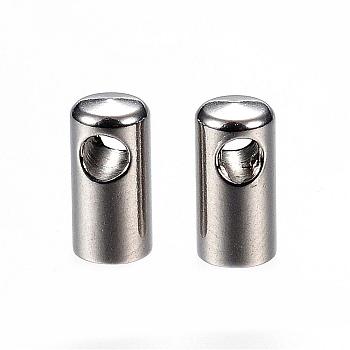 304 Stainless Steel Cord Ends, End Caps, Stainless Steel Color, 8.5x4mm, Hole: 2mm, Inner Diameter: 3.5mm