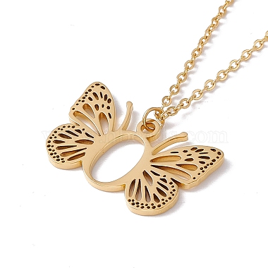 Lettre initiale avec collier pendentif papillon(NJEW-C026-01G-O)-3