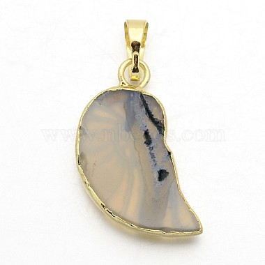 Natural Agate Crystal Electroplate Conch Pendants(G-F168-14)-3