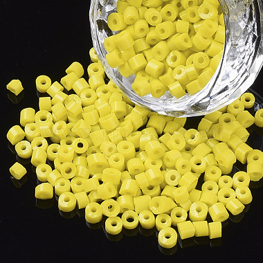 4mm Yellow Round Bugle Glass Beads