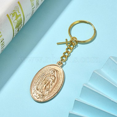Oval with Virgin Mary Alloy Keychain(KEYC-JKC00722)-2