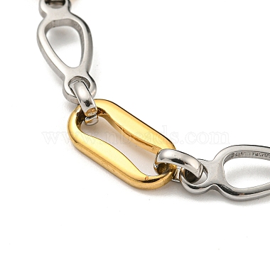 Two Tone 304 Stainless Steel Oval & Teardrop Link Chain Bracelet(BJEW-B078-15GP)-2