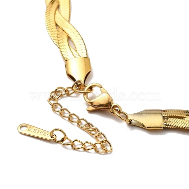 304 Stainless Steel Interlocking Triple Herringbone Chain Necklace for Men Women(NJEW-H167-01G)-3