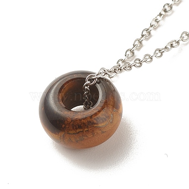 Gemstone Donut Pendant Necklace with 304 Stainless Steel Cable Chains for Women(NJEW-JN03852-01)-6