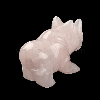 Figurines de rhinocéros de guérison sculptées en quartz rose naturel(DJEW-M008-02I)-4