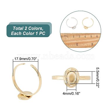 2Pcs 2 Colors 304 Stainless Steel Open Cuff Finger Ring Cabochon Settings(STAS-UN0045-16)-3