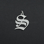 Non-Tarnish 304 Stainless Steel Pendants, with Jump Ring, Old English, Letter, Laser Cut, Stainless Steel Color, Letter.S, 17x13x1mm, Hole: 3mm(STAS-R111-JA565-S)
