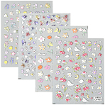 4Pcs 4 Styles Flower Pattern Self Adhesive PET Nail Art Stickers Decals, For Nail Tips Decorations, Mixed Color, 9x7x0.03cm, Sticker: 3.5~15.5x3~14mm, 1pc/style(MRMJ-SP0001-19)