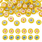 50Pcs 2 Colors Handmade Millefiori Lampwork Beads, Flat Round, Mixed Color, 10x3.5mm, Hole: 0.8mm, 25pcs/color(LAMP-TADJ0001-03C)