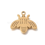 304 Stainless Steel Pendants, Bees Charms, Golden, 15x17x1mm, Hole: 1.4mm(SA-CBAF171-06G)