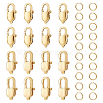 16Pcs 2 Size Ion Plating(IP) 304 Stainless Steel Lobster Claw Clasps, 20Pcs Openl Jump Rings, Golden, 9x5x3mm, 11x5.5x3.5mm, Hole: 1mm, 8Pcs/size(STAS-UN0040-76A)