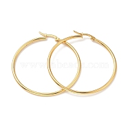 Vacuum Plating 201 Stainless Steel Hoop Earrings with 304 Stainless Steel Pins for Women, Golden, 49x2mm, Pin: 0.6mm(EJEW-D279-12G-01)