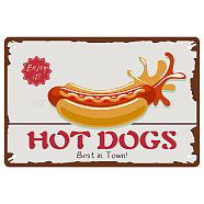 Iron Sign Posters, for Home Wall Decoration, Rectangle with Word Hot Dog Best In Twon, Food Pattern, 300x200x0.5mm(AJEW-WH0157-593)