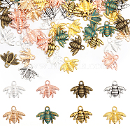 CHGCRAFT 128Pcs 8 Colors Tibetan Style Alloy Pendants, Bees, Mixed Color, 15.5x20x2mm, Hole: 2mm, 16pcs/color(FIND-CA0007-06)