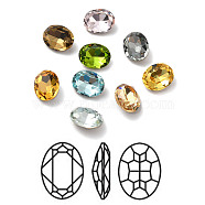 Faceted K9 Glass Rhinestone Cabochons, Pointed Back & Back Plated, Oval, Mixed Color, 14x10x5mm(GGLA-R402-07A)