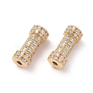Brass Micro Pave Clear Cubic Zirconia Beads, Tube, Golden, 14x6mm, Hole: 1mm(ZIRC-K081-91G)