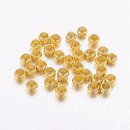 Brass Crimp Beads, Rondelle, Golden, 2x3mm, Hole: 2mm(X-KK-L022-G)