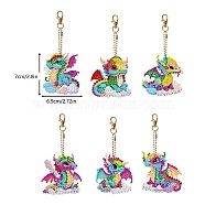 Dragon Diamond Painting Pendant Decoration Kits, Including Acrylic Board, Pendant Decoration Clasp, Bead Chain, Rhinestones Bag, Diamond Sticky Pen, Tray Plate and Glue Clay, Mixed Color, 70x69mm(PW-WG35976-01)