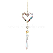 Alloy Rhinestone Hanging Ornaments, Glass Cone Tassel for Home Garden Outdoor Decorations, Heart, 398mm(HJEW-E012-02G-01)