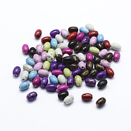 Drawbench Acrylic Beads, Spray Painted, Oval, Mixed Color, 7.5x5mm, Hole: 1mm, about 1466pcs/500g(MACR-G056-02)