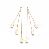 Brass Box Chains Tassel Big Pendants, Nickel Free, Rectangle, Real 18K Gold Plated, 60~62mm, Hole: 1.4mm(X-KK-S348-466G-NF)