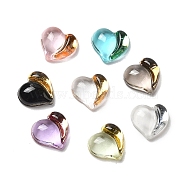 Transparent Acrylic Cabochons, Golden Metal Enlaced, Heart, Mixed Color, 7.5x7.5x2.5mm(OACR-E030-01)