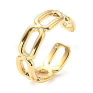 304 Stainless Steel Open Cuff Ring for Women, Hollow Oval, Real 14K Gold Plated, Inner Diameter: 17mm(RJEW-C016-06G)