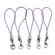 Polyester Cord Mobile Straps, with Platinum Plated Alloy Findings, Plum, 70mm(MOBA-R002-16)