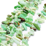 Natural Green Opal Beads Strands, Nuggets, 9.5~30x4.5~7.5x1.5~5mm, Hole: 0.8mm, about 80pcs/strand, 15.75 inch(40cm)(G-E569-O14)