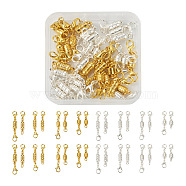 32 Sets 16 Styles Brass Magnetic Clasps, with Lobster Claw Clasps, Column, Golden & Silver, 25~42x5.5~6mm, 2 sets/style(KK-KS0001-28)