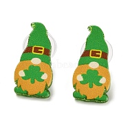 Saint Patrick's Day Theme Acrylic & 304 Stainless Steel Stud Earring for Women Men, Gnome, 23.5x11.5mm(EJEW-H112-01E)