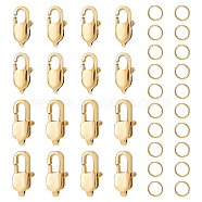 16Pcs 2 Size Ion Plating(IP) 304 Stainless Steel Lobster Claw Clasps, 20Pcs Openl Jump Rings, Golden, 9x5x3mm, 11x5.5x3.5mm, Hole: 1mm, 8Pcs/size(STAS-UN0040-76A)