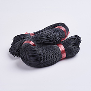 Chinese Waxed Cotton Cord, Macrame Bracelet Necklace Jewelry Making, Black, 1mm, about 360yard/bundle(330m/bundle)(YC131)