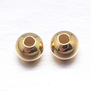 Real 18K Gold Plated Round Sterling Silver Spacer Beads, Golden, 3mm, Hole: 1.2mm(X-STER-M103-04-3mm-G)