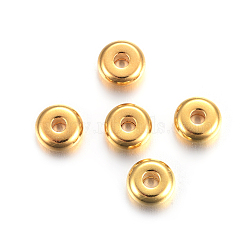 304 Stainless Steel Spacer Beads, Flat Round, Golden, 6x2.5mm, Hole: 1.8mm(STAS-F191-13G-C)