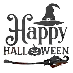 Halloween Theme Acrylic Self Adhesive Furniture Films, For Mirror Wall Stickers Decorative, Word Happy Halloween, Black, 40x40cm(DIY-WH0223-46)