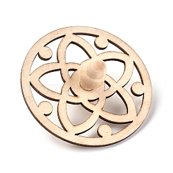 Unfinished Spinning Tops, Natural Wood Blank Gyro, DIY Painting Toy for Kid Children, Flat Round with Flower, Blanched Almond, 72.5x39mm(WOOD-WH0100-16)
