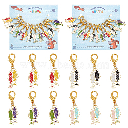 Alloy Enamel Pendant Locking Stitch Markers, Zinc Alloy Lobster Claw Clasps Stitch Marker, Mixed Color, 4.1cm, 3pcs/color, 4 colors, 12pcs/set(HJEW-PH01881)