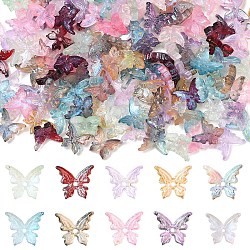 200G 10 Colors Baking Paint Glass Beads, Butterfly, with Gold Powder, Two Tone, Mixed Color, 12~12.5x14x4.5~15mm, Hole: 1.2mm, 20g/color(DGLA-YW0001-60)