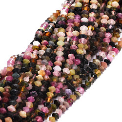 Natural Tourmaline Beads Strands, Faceted, Bicone, 4x4mm, Hole: 0.7mm, about 105pcs/strand, 15.35''(39cm)(G-E569-E04)
