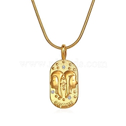 Constellations Cubic Zirconia Pendant Necklace, with Golden Stainless Steel Round Snake Chains, Gemini, 17.72 inch(45cm)(PW-WG56929-11)