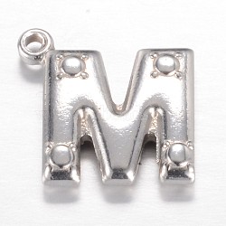 Non-Tarnish 201 Stainless Steel Charms, Letter M, Stainless Steel Color, 15x15.2x3.2mm, Hole: 1.2mm(X-STAS-G081-35P)