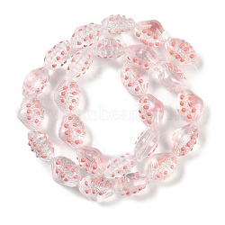 Handmade Lampwork Beads Strands, Shell Shapes, Pink, 16~16.5x12~13x9~10mm, Hole: 1.2mm, about 25pcs/strand, 16.14''(41cm)(LAMP-I027-11B)