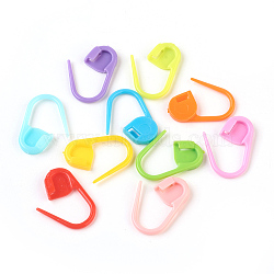 Eco-Friendly ABS Plastic Knitting Crochet Locking Stitch Markers Holder, Mixed Color, 22x11x3mm, Pin: 1mm(IFIN-F149-J)