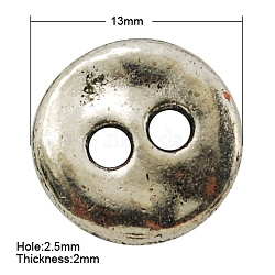 Tibetan Style Buttons, Cadmium Free & Lead Free, Flat Round, Antique Silver, 13x2mm, Hole: 2.5mm(TIBE-R178-AS-LF)