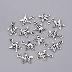 Tibetan Style Alloy Pendants, Cadmium Free & Lead Free, Starfish/Sea Stars, Antique Silver, 17x13x2mm, Hole: 1.5mm, about 1450pcs/1000g(TIBEP-A11478-AS-RS)