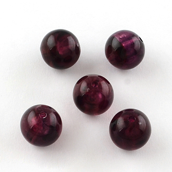 Round Imitation Gemstone Acrylic Beads, Purple, 6mm, Hole: 1.5mm, about 4100pcs/500g