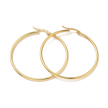 Vacuum Plating 201 Stainless Steel Hoop Earrings with 304 Stainless Steel Pins for Women, Golden, 49x2mm, Pin: 0.6mm
