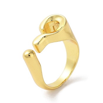 Brass Open Cuff Rings for Women, Real 18K Gold Plated, 8~15mm, Inner Diameter: 22.5x20mm